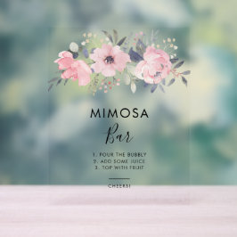 Pink Floral Brautparty Mimosa Bar Acrylschild