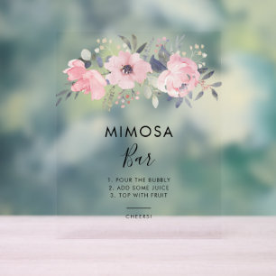 Pink Floral Brautparty Mimosa Bar Acrylschild