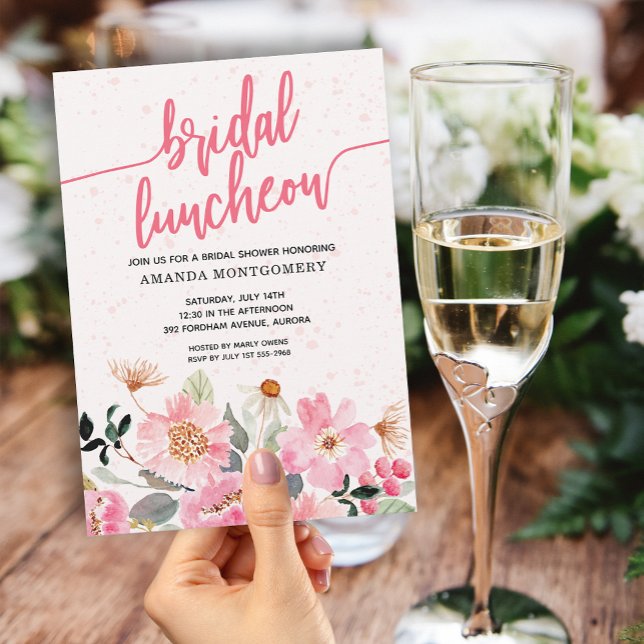 Pink Floral Bridal Luncheon Dusche Einladung (Von Creator hochgeladen)