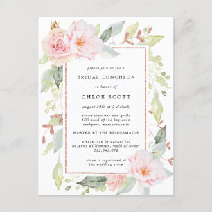 Pink Floral Bridal Luncheon Einladung Postkarte