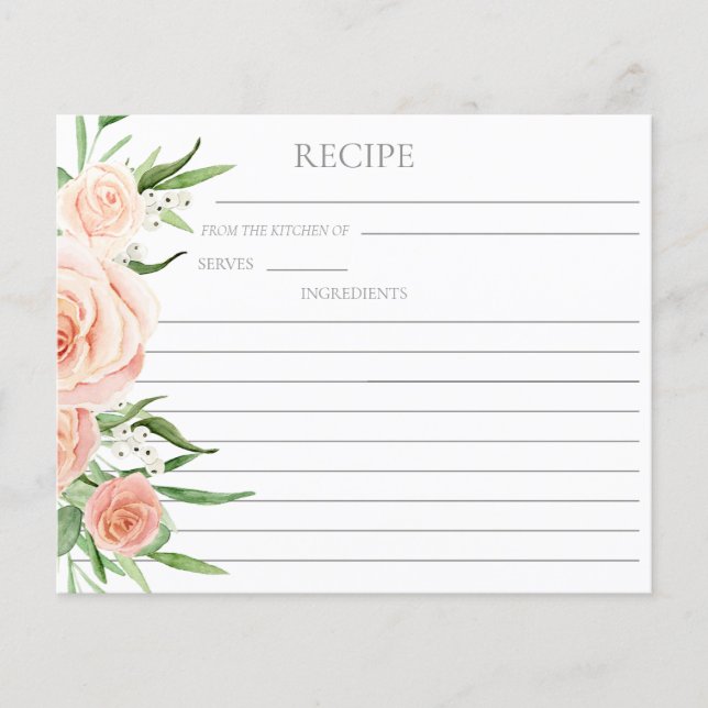 Pink Floral Bridal Shower Double Sided Recipe Card (Vorderseite)