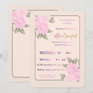 Pink Floral Bridal Shower Invitation | Elegant Cus Einladung