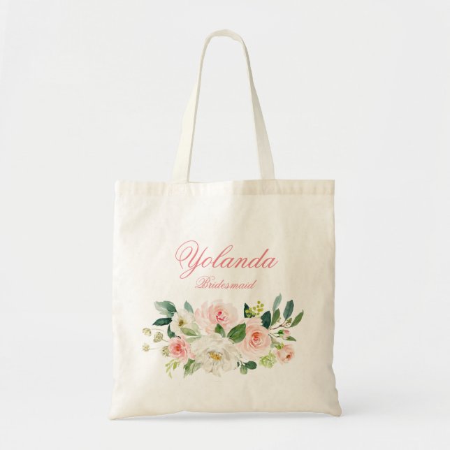 Pink Floral Bridesmaid Hochzeitsgeschenk Tasche (Vorne)