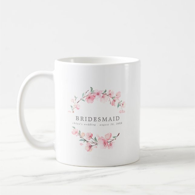 Pink Floral Bridesmaid Kaffeetasse (Links)