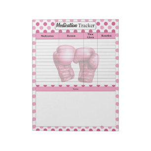 Pink Floral Brustkrebs_ Medikationspfade Notizblock