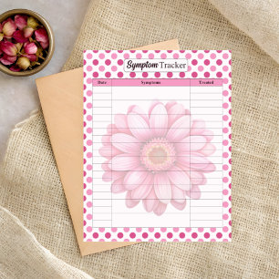 Pink Floral Brustkrebs_ Symptom Tracker Notizblock