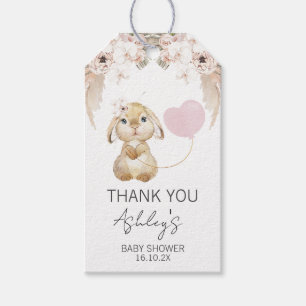 Pink Floral Bunny Balloon Baby Dusche Gefallen Tag Geschenkanhänger