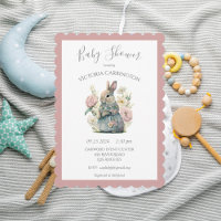 Pink Floral Bunny Rabbit Baby Shower
