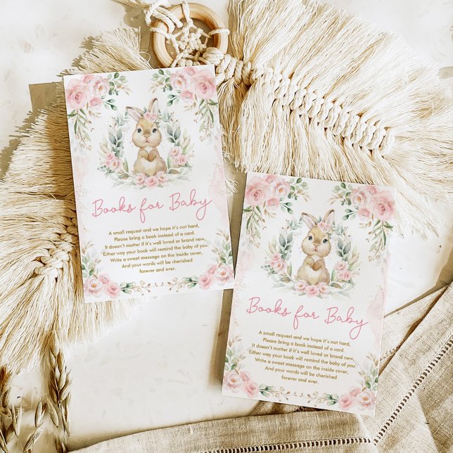 Pink Floral Bunny Rabbit Books for Baby Girl Begleitkarte (Von Creator hochgeladen)