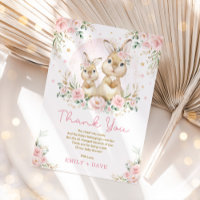 Pink Floral Bunny Rabbit Girl Babydusche