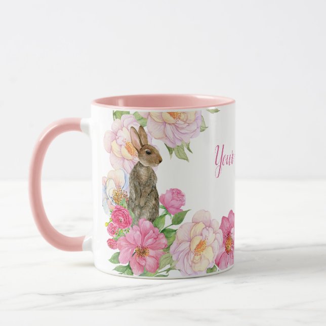 Pink Floral Bunny Tasse (Links)