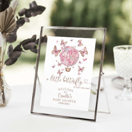 Pink Floral Butterflies Girl Baby Dusche Poster