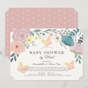 Pink Floral & Butterflies Girl Baby Showroom by Ma Einladung