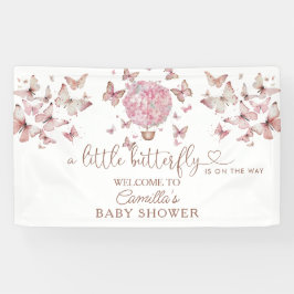 Pink Floral Butterfly Girl Babydusche Banner