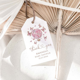 Pink Floral Butterfly Girl Babydusche Geschenkanhänger