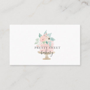 Pink Floral Cake Bäckerei Business Cards Visitenkarte