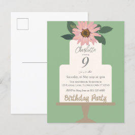 Pink Floral Cake Geburtstagsparty Postkarte
