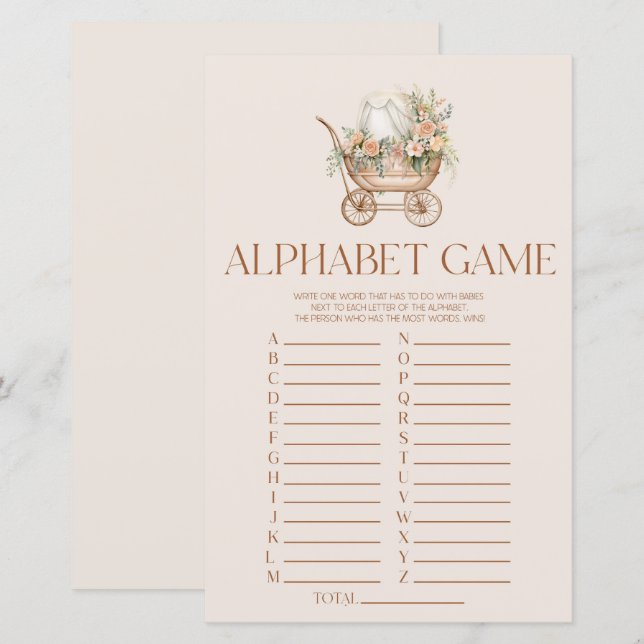 Pink Floral Carriage Alphabet Baby Showspiel (Vorne/Hinten)