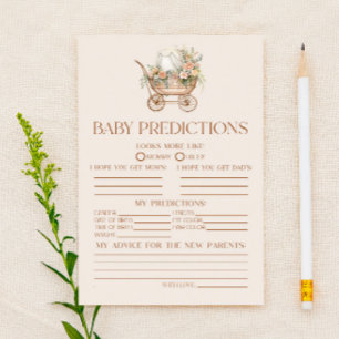 Pink Floral Carriage Baby Shower Predictions Spiel