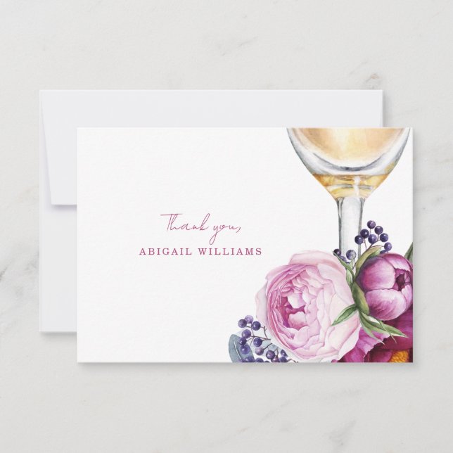 Pink Floral Champagne Brautparty Vielen Dank Dankeskarte (Vorderseite)