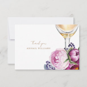 Pink Floral Champagner Dusche Vielen Dank II Dankeskarte