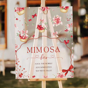Pink Floral Cherry Mimosa Bar Baby Dusche Acrylschild