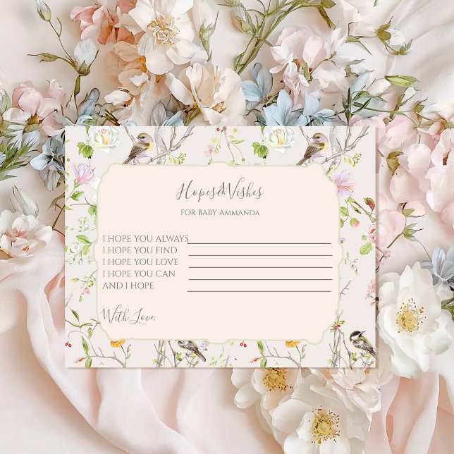 Pink Floral Chinoiserie Babydusche Begleitkarte (Von Creator hochgeladen)