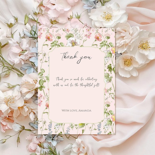 Pink Floral Chinoiserie Babydusche Dankeskarte (Von Creator hochgeladen)