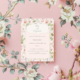 Pink Floral Chinoiserie Hochzeit Einladung