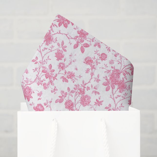 Pink Floral Chinoiserie Stadtrundgang Seidenpapier (Geschenktüte)