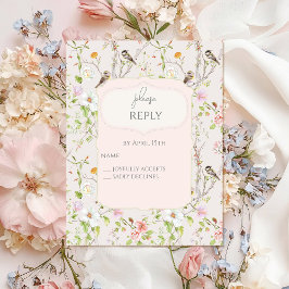 Pink Floral Chinoiserie Wedding RSPV Einladungspostkarte