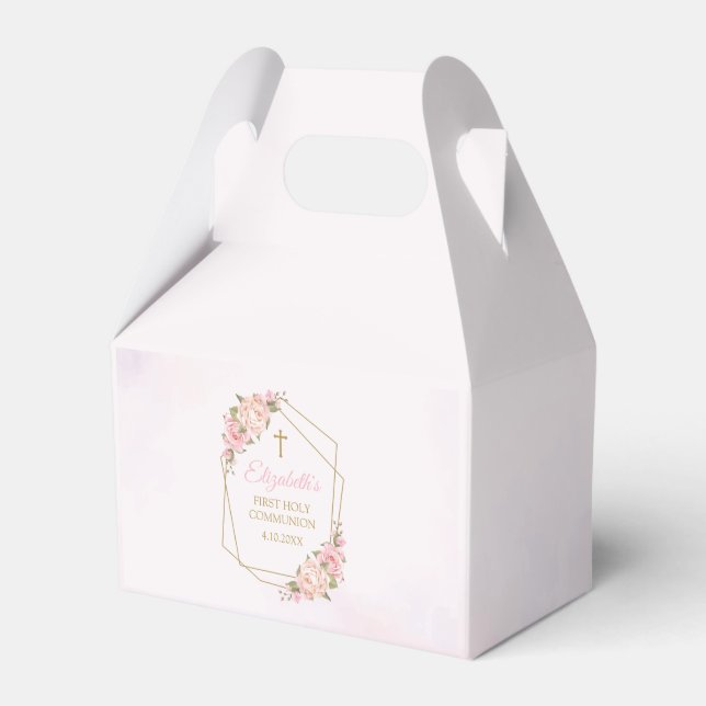 Pink Floral Communion  Geschenkschachtel (Vorderseite)