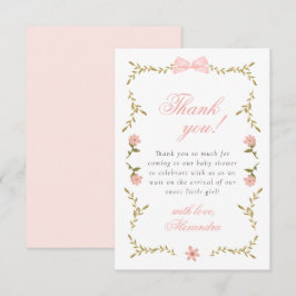 Pink Floral Coquette Babydusche Danke Karte