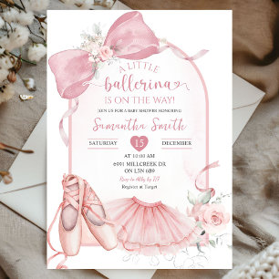 Pink Floral Coquette Kleine Ballerina Babydusche Einladung