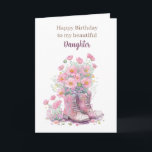 Pink Floral Cowboy Boots Happy Birthday Daughter Karte<br><div class="desc">Personalisiert rosa rustikale Happy Birthday Mama,  die Sie leicht für den Empfänger,  wenn es Ihre Tochter,  Schwiegertochter,  etc. personalisieren können.</div>