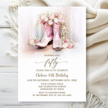 Pink Floral Cowgirl Boots 50th Birthday Party