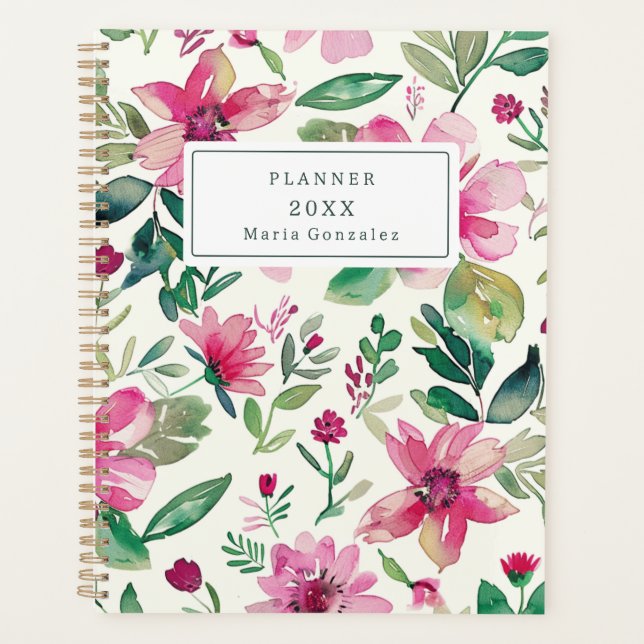 Pink Floral Custom 2026 Weekly Planner (Devant)
