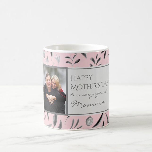 PINK Floral Custom MOMMA Foto Kaffeetasse (Mittel)