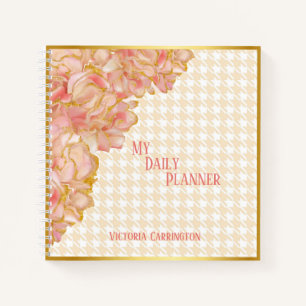 Pink Floral Daily Planer Hahnentrittmuster Name Mo Notizbuch
