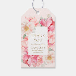 Pink Floral Danke Brautparty Geschenkanhänger