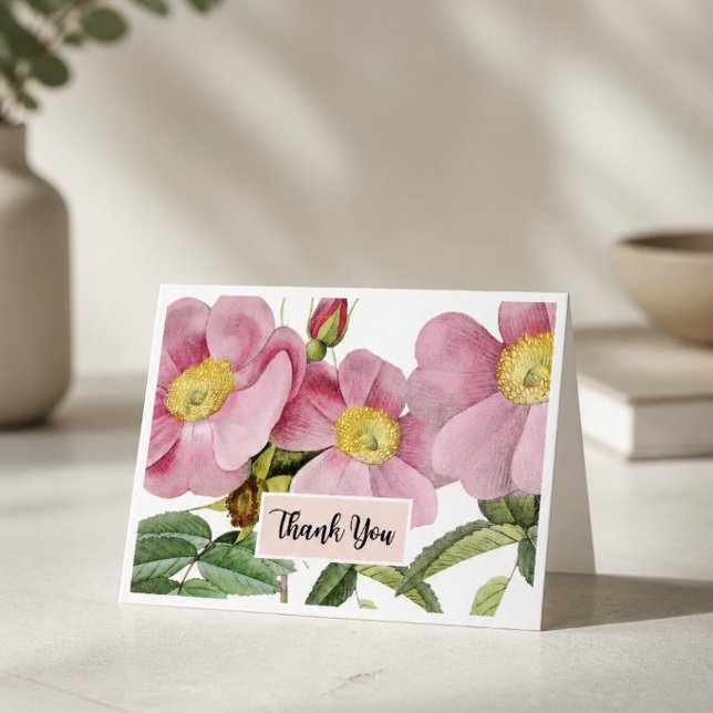 Pink Floral Danke Karte (Von Creator hochgeladen)