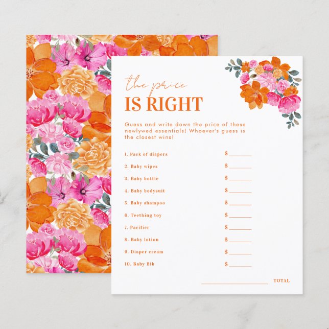 Pink Floral Der Preis ist das richtige Baby Duschs (Vorne/Hinten)