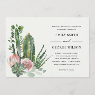 PINK FLORAL DESERT CACTI FAUNA WATERCOLOR WEDD EINLADUNG