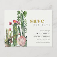 PINK FLORAL DESERT CACTI FOLIAGE SAVE THE DATE