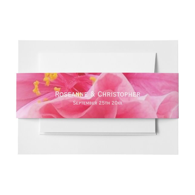 Pink Floral Design Wedding Einladungsbanderole (Vorderseite Beispiel)