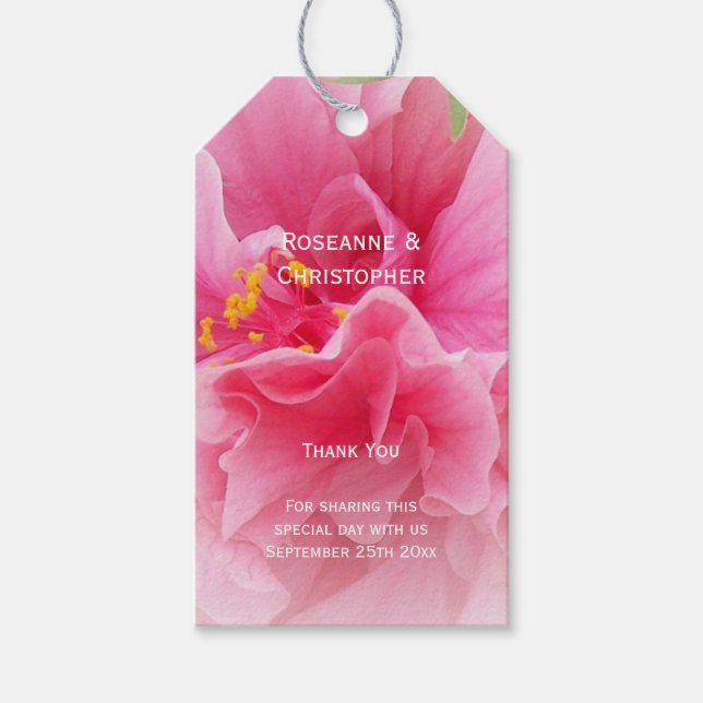 Pink Floral Design Wedding Geschenkanhänger (Vorderseite)