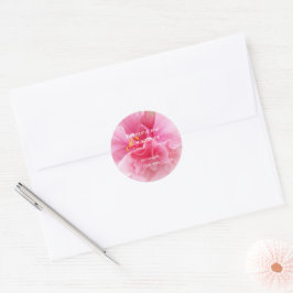 Pink Floral Design Wedding Runder Aufkleber