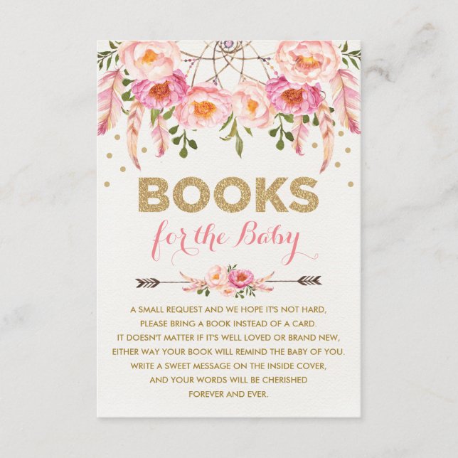 Pink Floral Dreamcatcher / Boho Books for Baby Begleitkarte (Vorderseite)