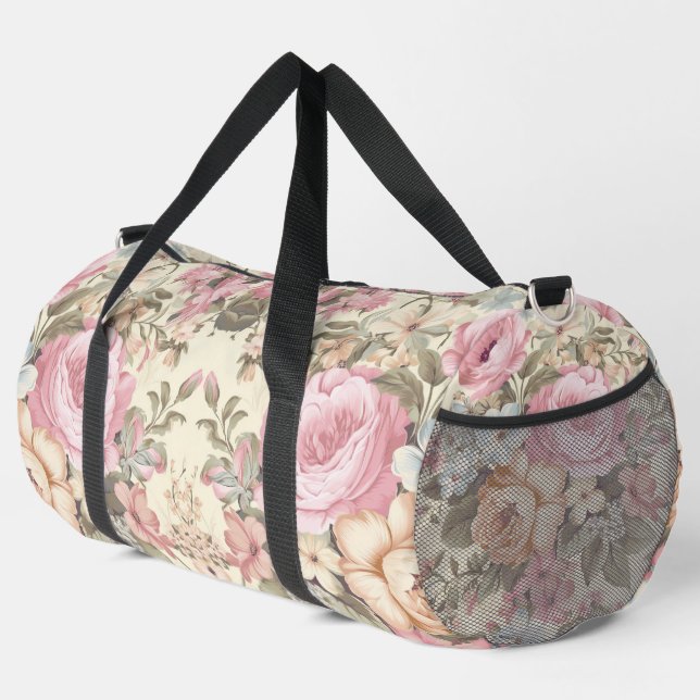 Pink Floral Duffle Bag (Rechte Ecke)