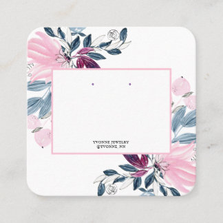 Pink Floral Earring Display Holder Quadratische Visitenkarte